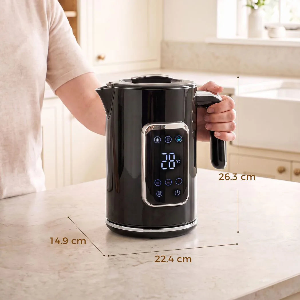 HOMCOM 1.7L 3000W Electric Kettle with LED Display, Adjustable Temperature & Keep Warm – Fast Boil Water Kettle, Black