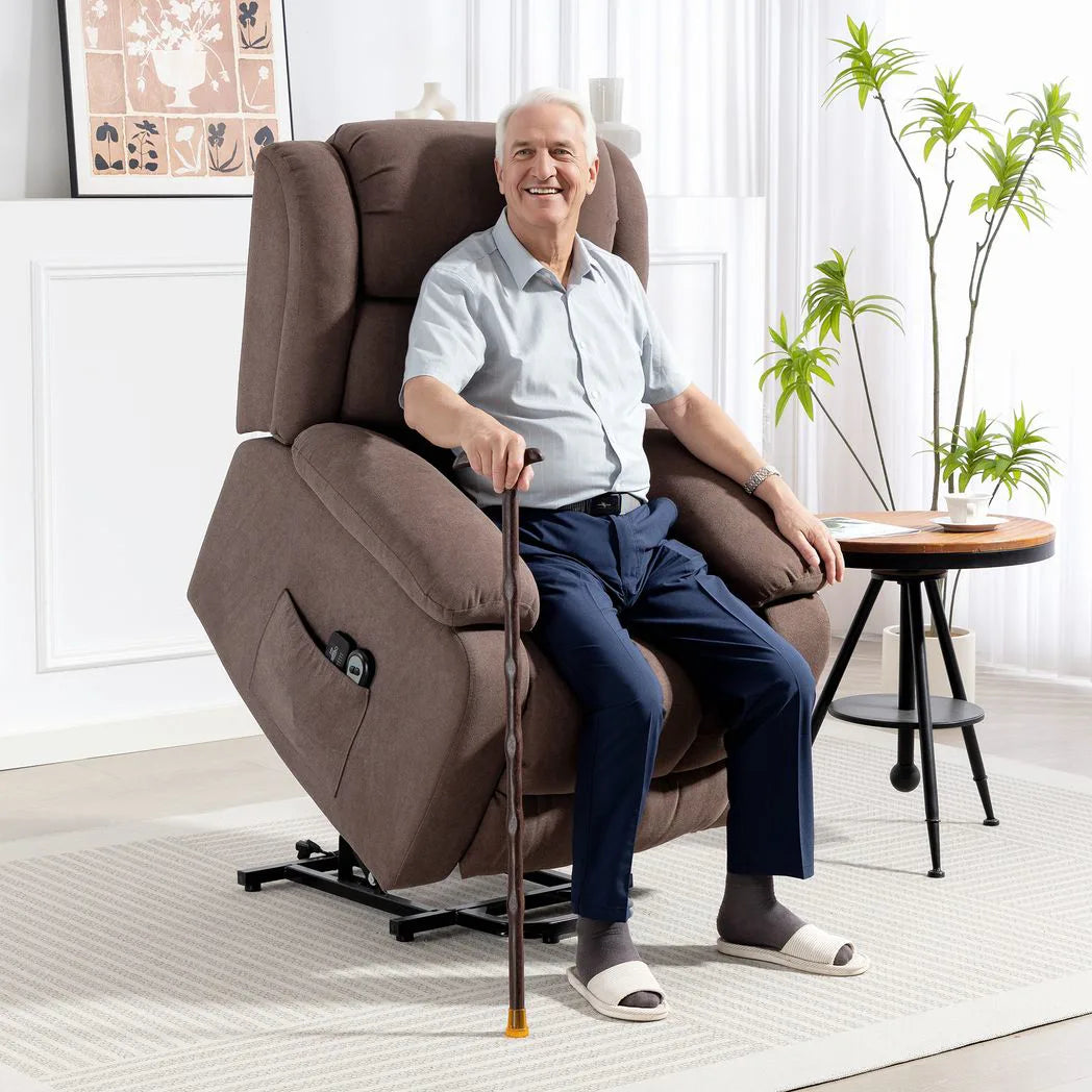 HOMCOM Power Lift Recliner Chair with Vibration Massage and Remote – Riser Chair for Elderly, Dark Brown