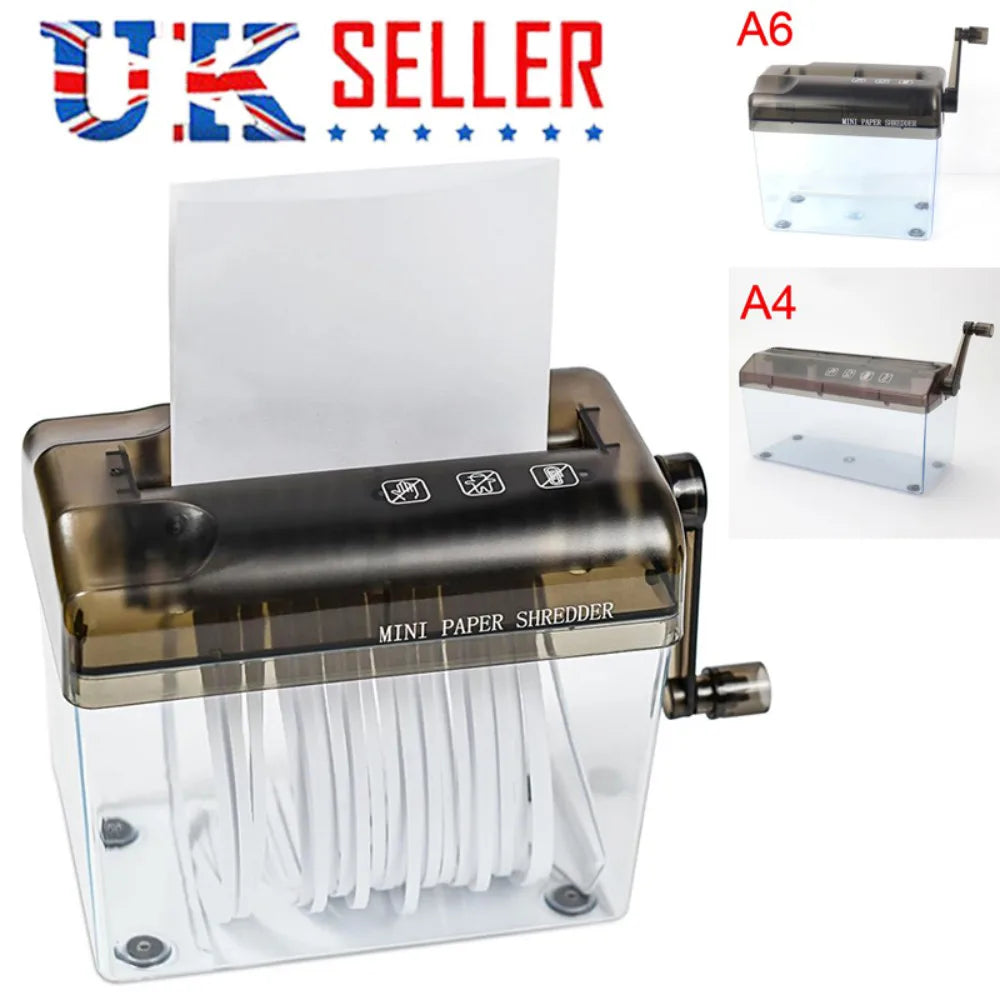 Portable A6 Manual Paper Hand Shredder with 3mm Straight Cut – Home Office Document Shredder