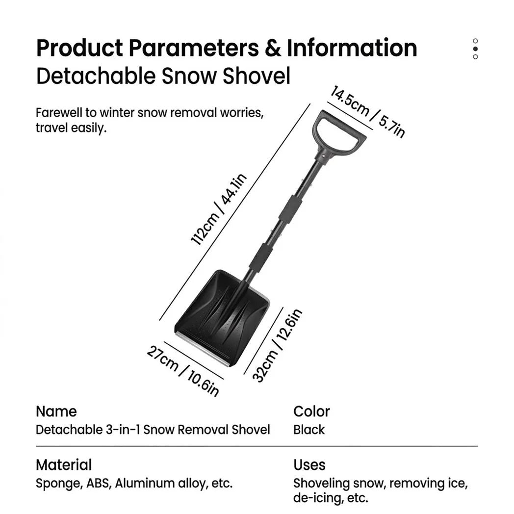Ice and Snow Plow – Foldable, Removable Design with Extendable Telescopic Handle