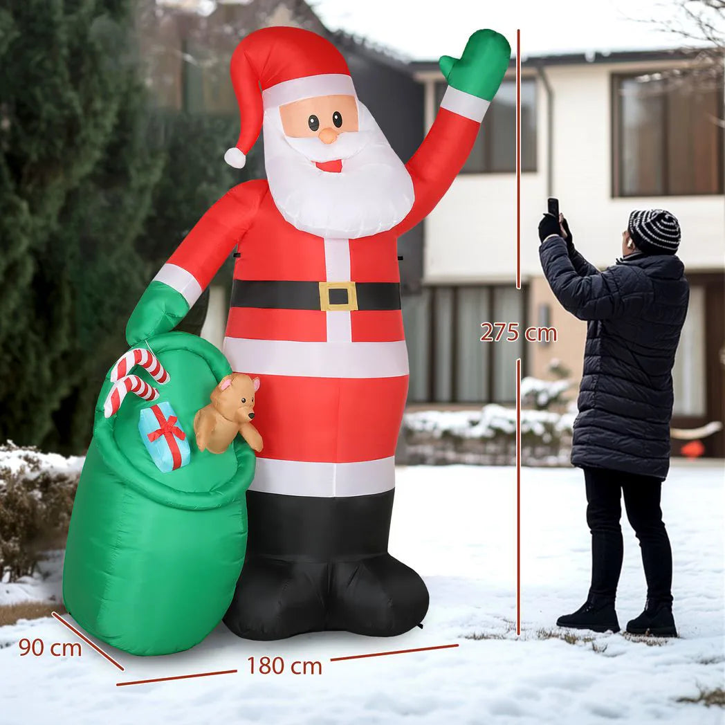 Outsunny 9ft/275 cm Christmas Inflatable Santa with Bear Sack
