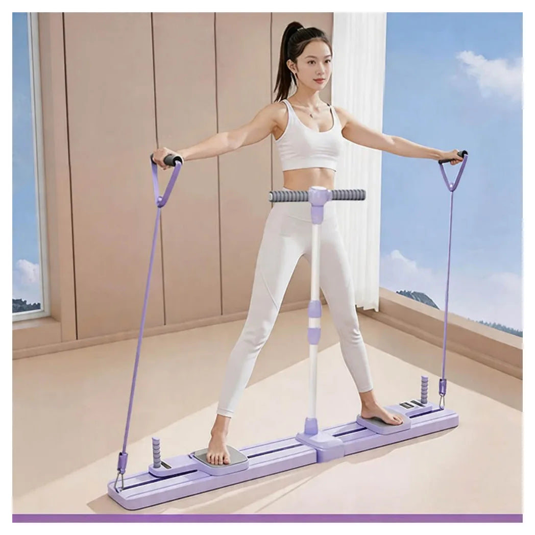 Split Ski Exercise Machine with Resistance Bands & Waist Support Bar – Low-Impact Full-Body Balance Trainer