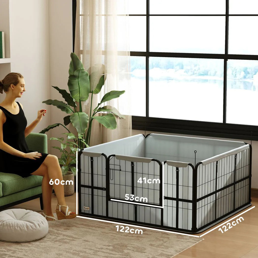 PawHut Steel Dog Whelping Box with Whelping Pad – Puppy Pen for Small and Medium Dogs, 122 x 122 x 60cm