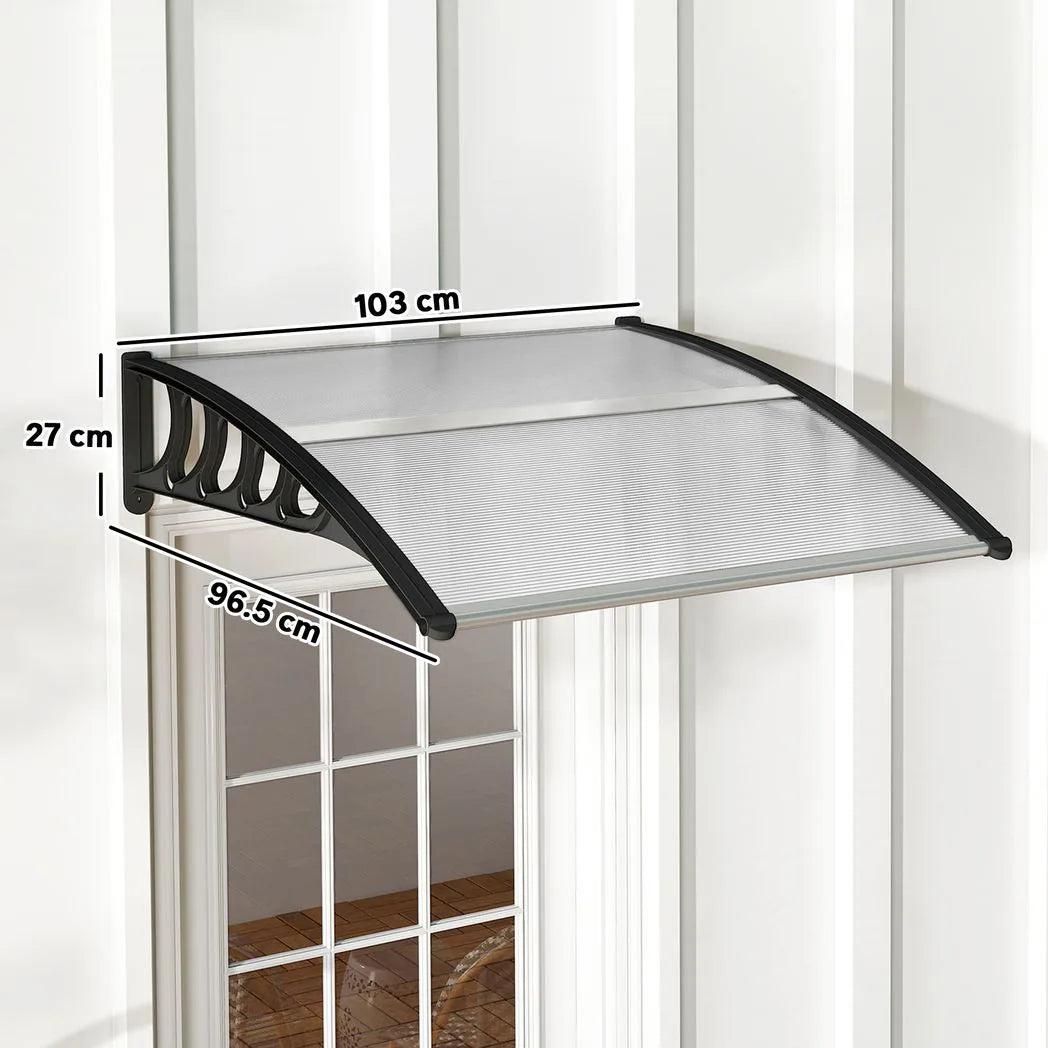 Outsunny Front Door Canopy with Polycarbonate Panels, 103 x 96.5cm – Outdoor Rain Shelter for Window and Porch, Clear