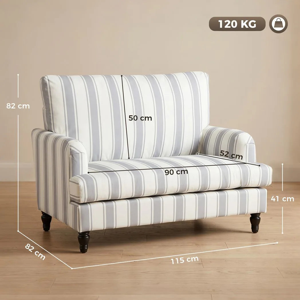 HOMCOM Velvet Single Sofa Armchair with Stripes, Turned Legs and Wide Seat – Modern Accent Chair, Grey