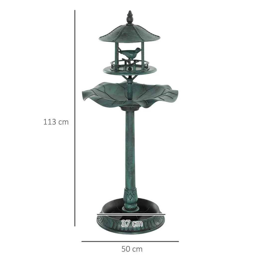 Outsunny 3-in-1 Garden Bird Bath, Freestanding Birdbath with Large Water Basin, Underneath Flower Planter