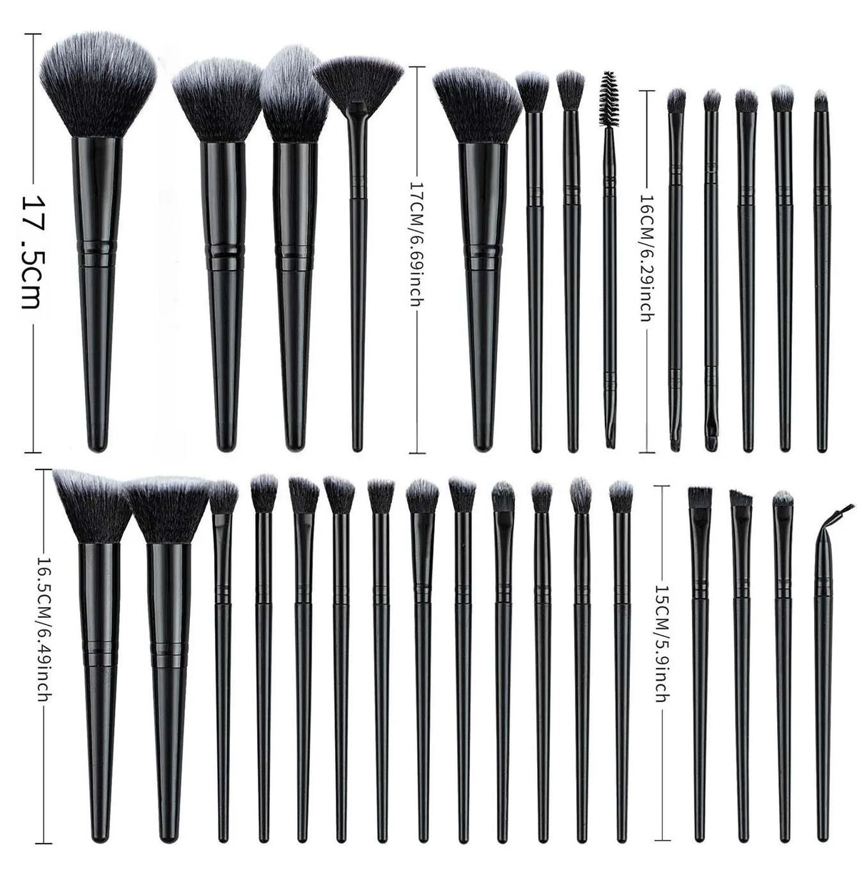 25-Piece Makeup Brush Set with Synthetic Bristles – Foundation, Concealer, Blush and Eyeshadow Brushes, Black