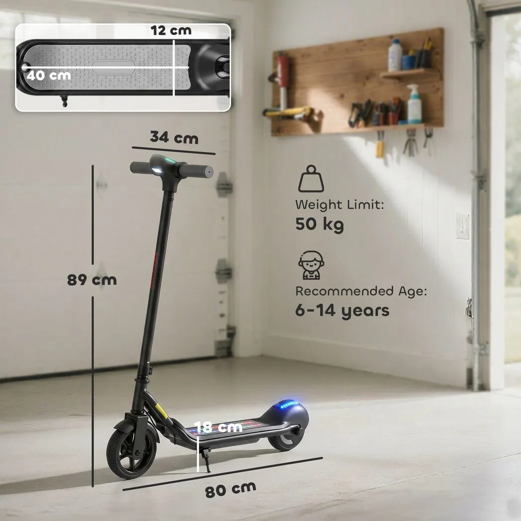 SPORTNOW Electric Scooter for Kids with LED Display, Kick-to-Start 110W Motor and RGB Lights – Green