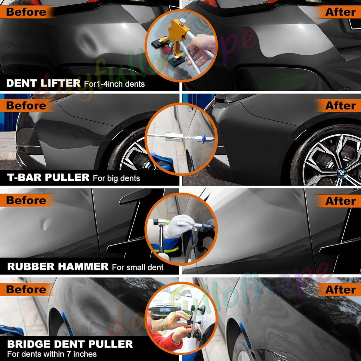 66 Piece Paintless Dent Repair Kit – Car Dent Puller with Glue Gun, Glue Sticks & Hail Tabs