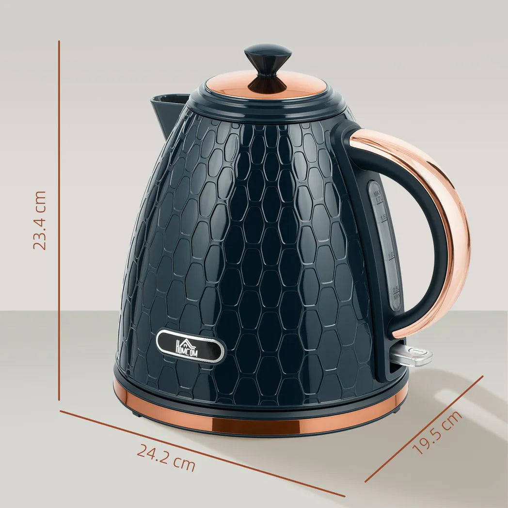 HOMCOM 3000W Rapid Boil Honeycomb Kettle, 1.7L with Boil-Dry Protection and Removable Filter – Dark Blue