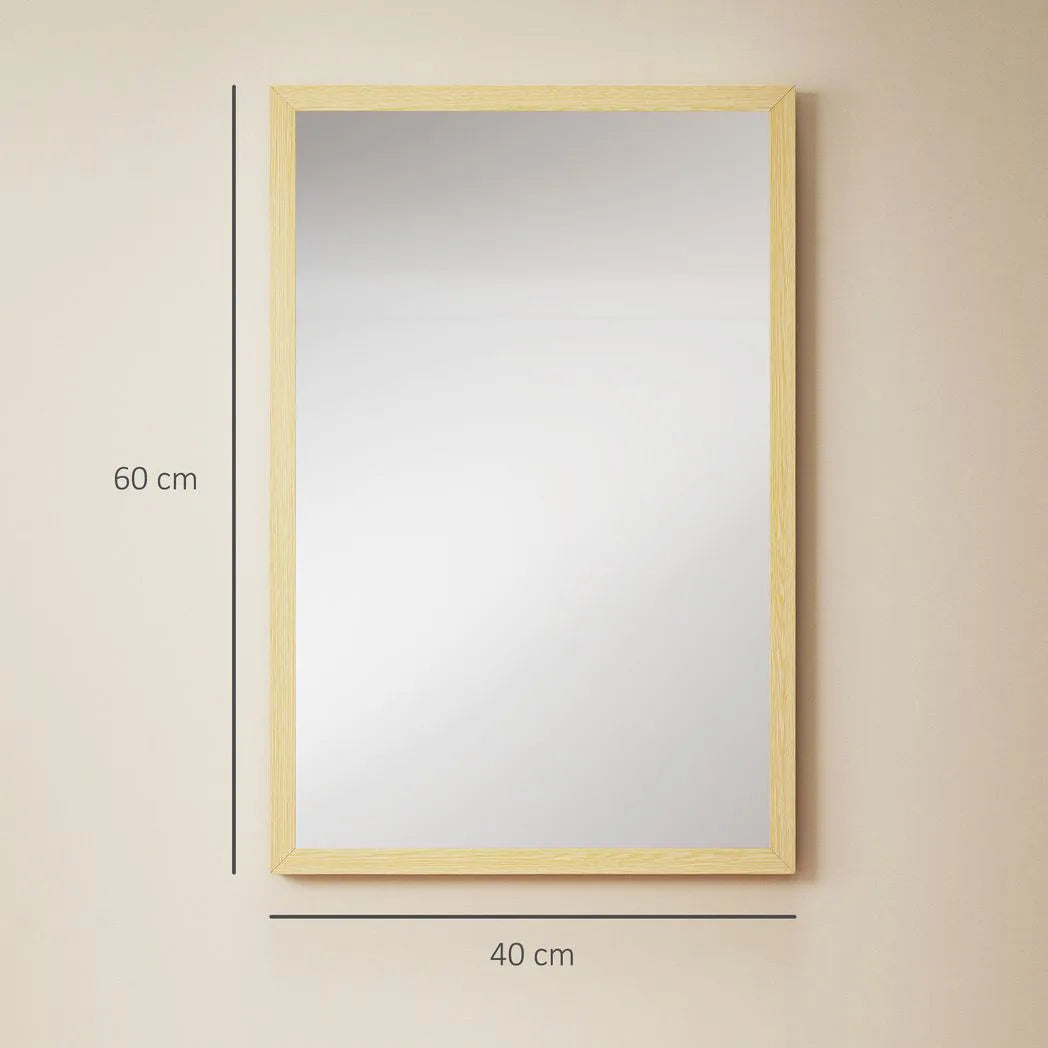 HOMCOM Wall Bathroom Mirror, 60 x 40 cm Wall-Mounted Mirror for Living Room, Bedroom, Hallway