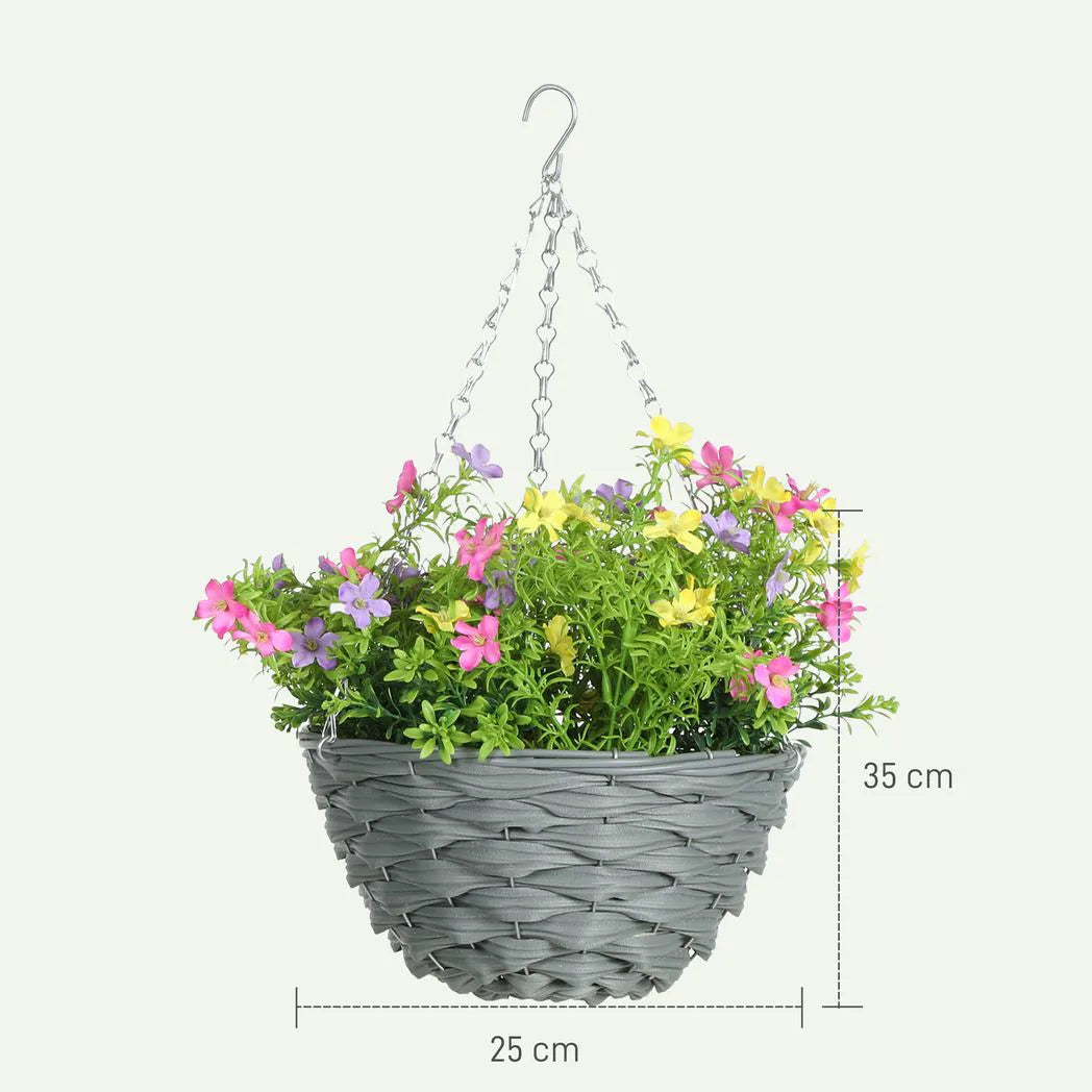 HOMCOM Artificial Hanging Cosmos Flowers – Set of 2, Multi-Coloured