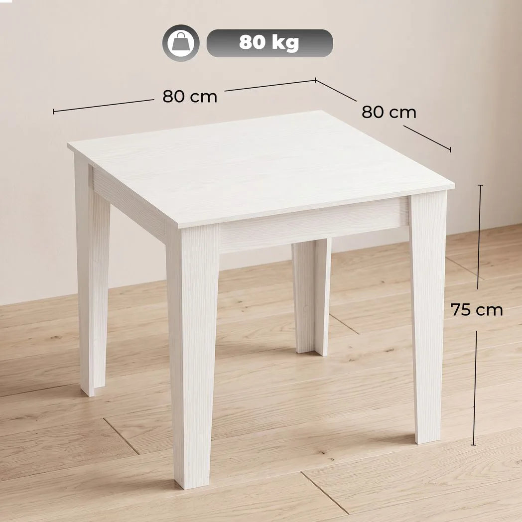 HOMCOM Dining Table for 4, 80L x 80W x 75Hcm, Modern Square Kitchen Table, White