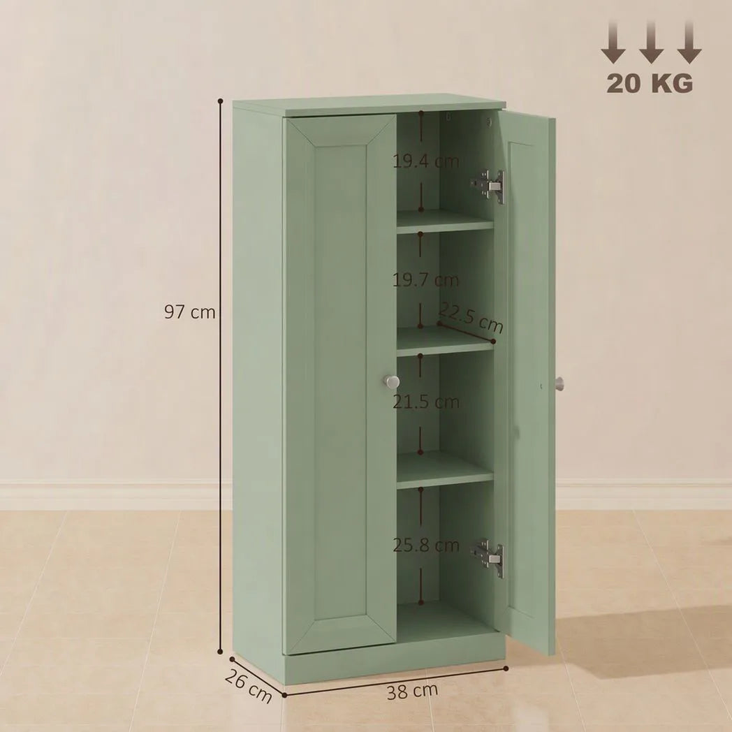 HOMCOM Narrow Bathroom Cabinet with 2 Doors & 4 Tiers – Slim Freestanding Storage Cupboard