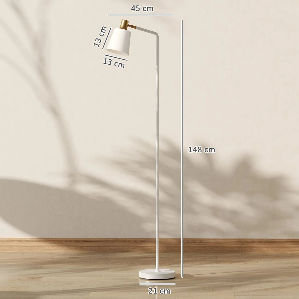 HOMCOM Modern Floor Lamp with Rotatable Head – White