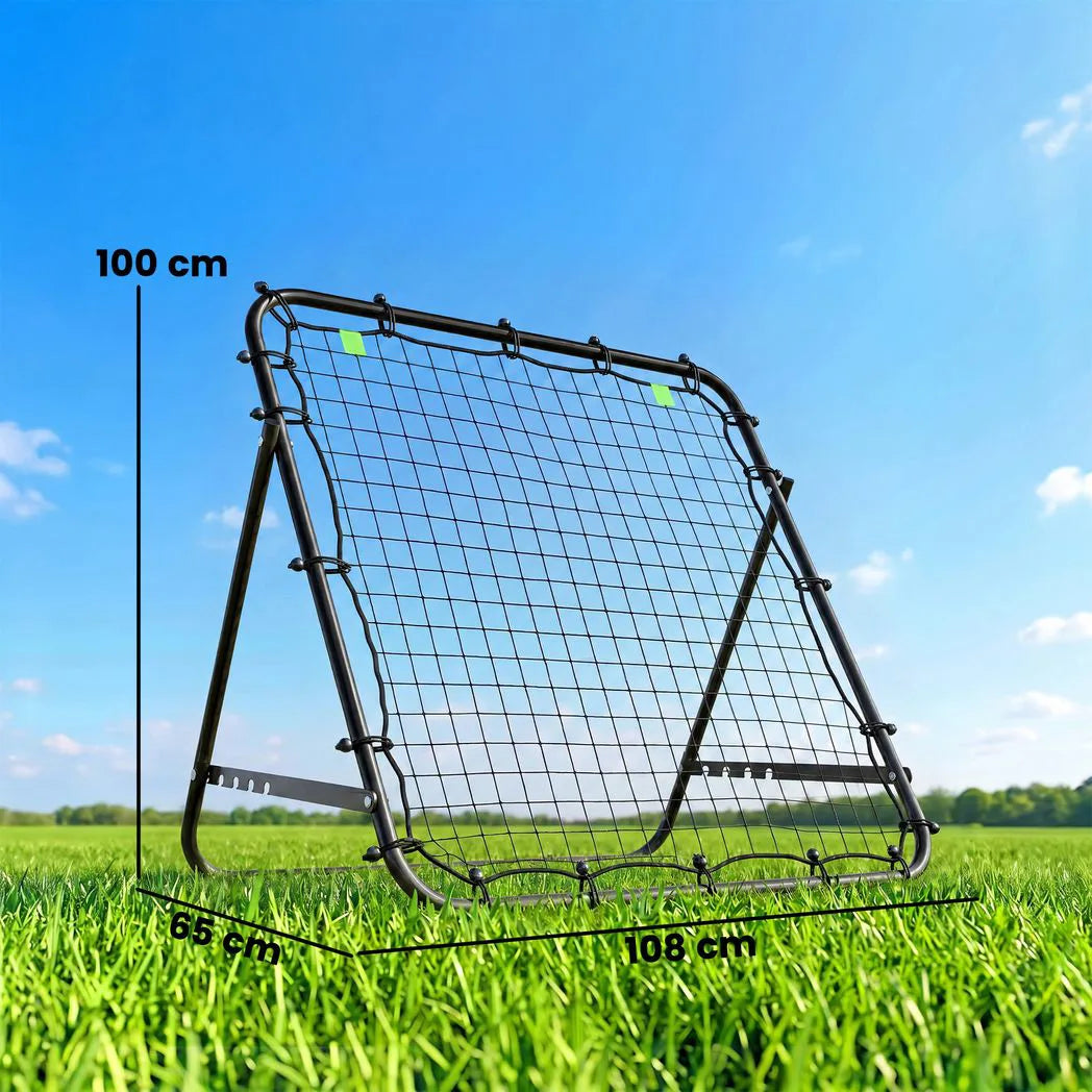 HOMCOM Adjustable Football Rebounder Net – Steel Frame Kickback Target Goal for Teens and Adults, Black