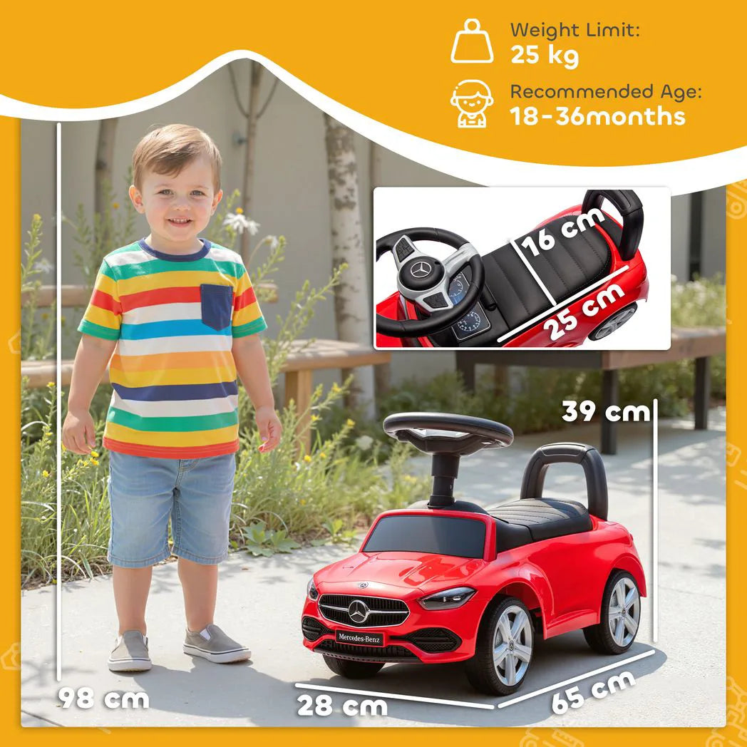 AIYAPLAY Official Mercedes-Benz Ride On Car, Foot to Floor Walker with Horn & Under-Seat Storage, Red