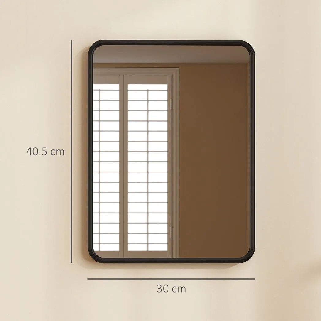 HOMCOM Rectangular Wall Mirror with HD Glass – Black