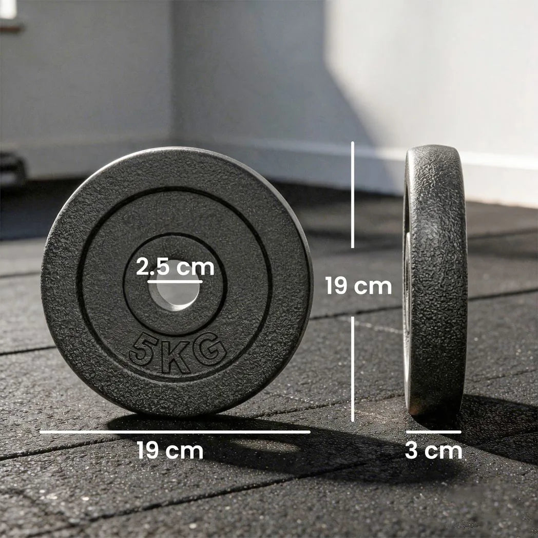 SPORTNOW Weight Plates Set, 4 x 5kg Metal Discs with 1"/2.5cm Hole – Dumbbell & Barbell Plates for Home Gym