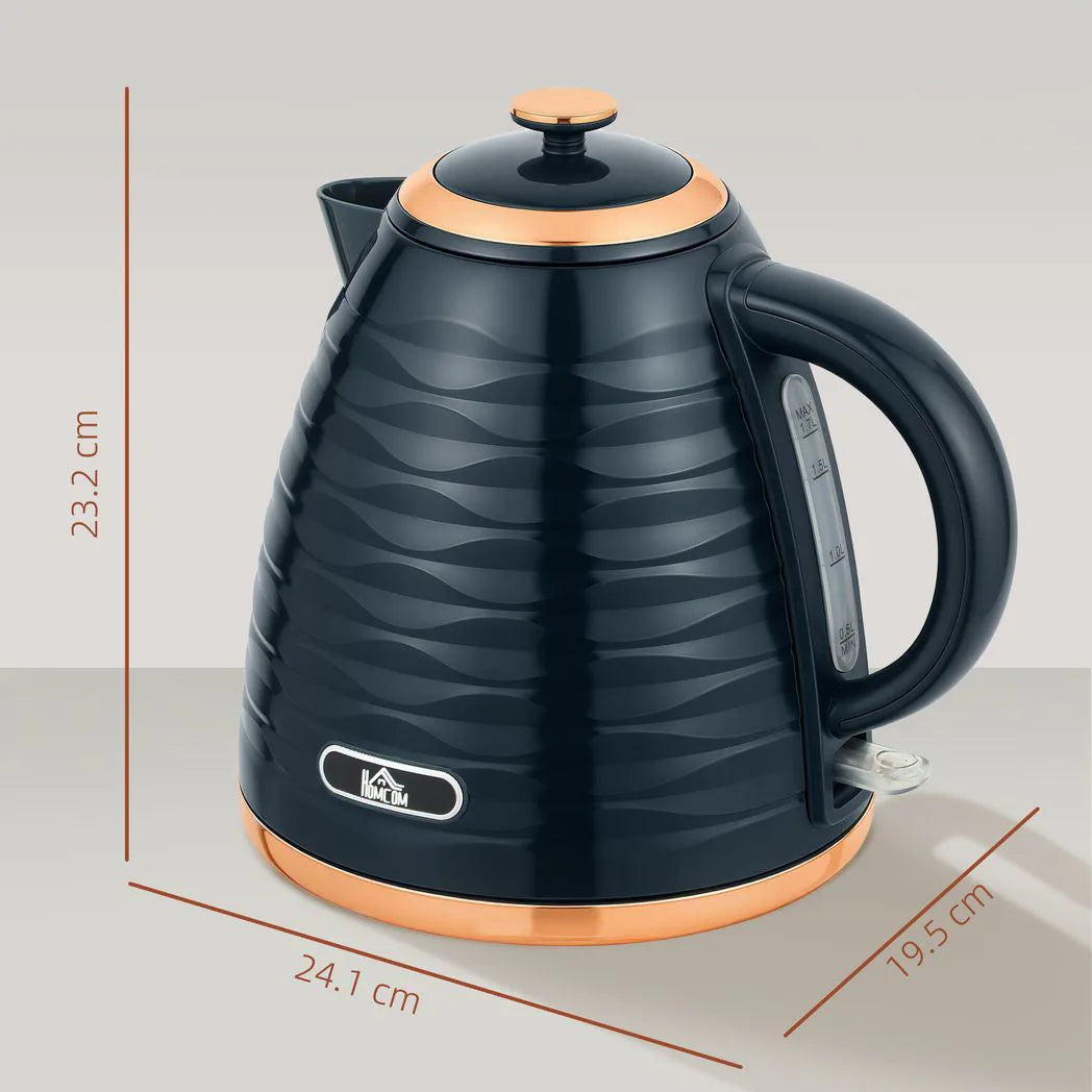 HOMCOM 3kW Rapid Boil Electric Kettle, 1.7L with Boil-Dry Protection & Removable Filter, Dark Blue