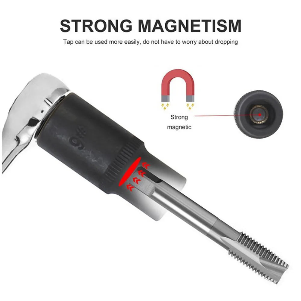 10 Piece Magnetic Tap Socket Set, 1/4" & 3/8" Drive – Tap Holders for Thread Cutting Taps M1.5 to M14