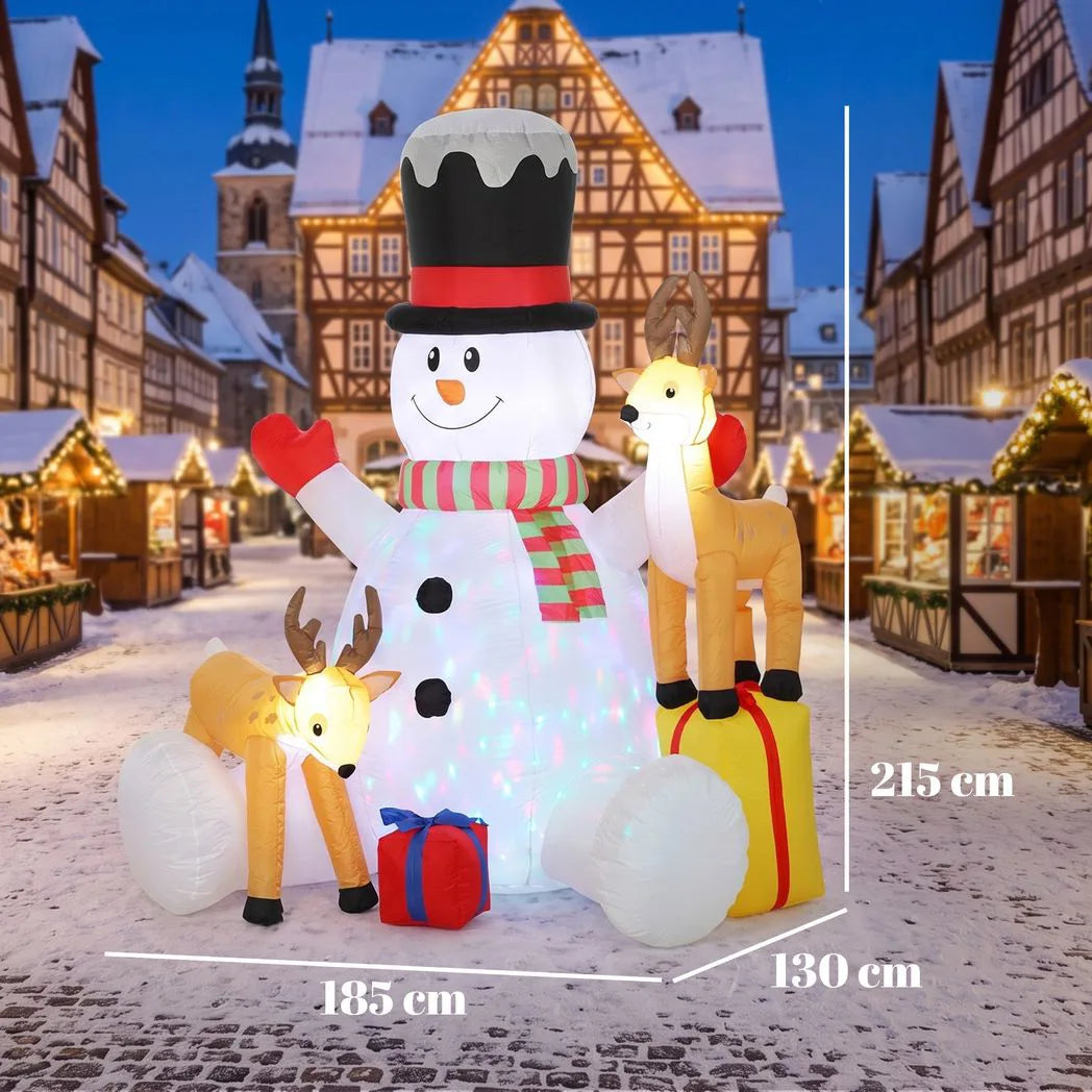 Outsunny 7ft Giant Christmas Inflatable Snowman with 2 Reindeer
