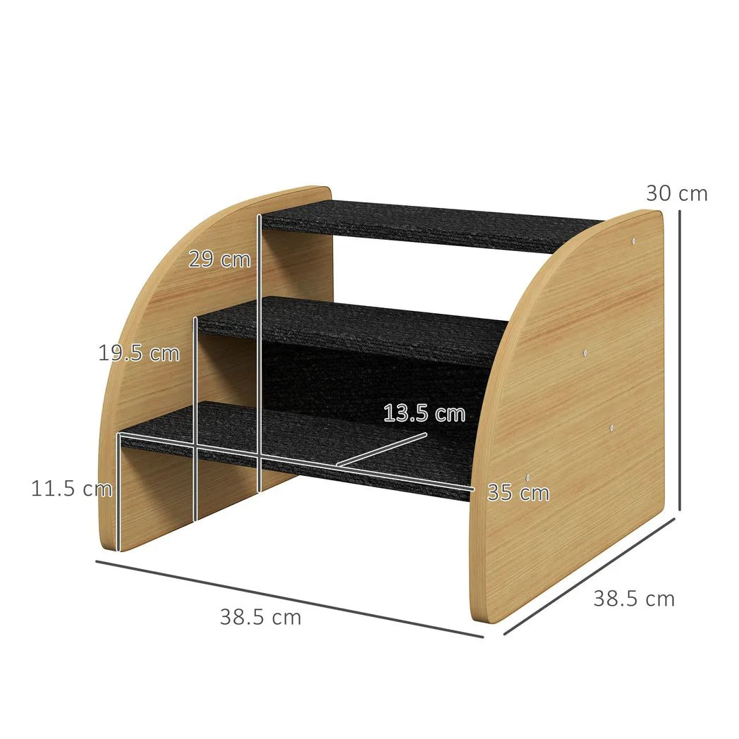 PawHut 3-Step Dog Stairs with Side Panels & Non-Slip Feet – Pet Steps for Sofa and Bed, Small Puppies