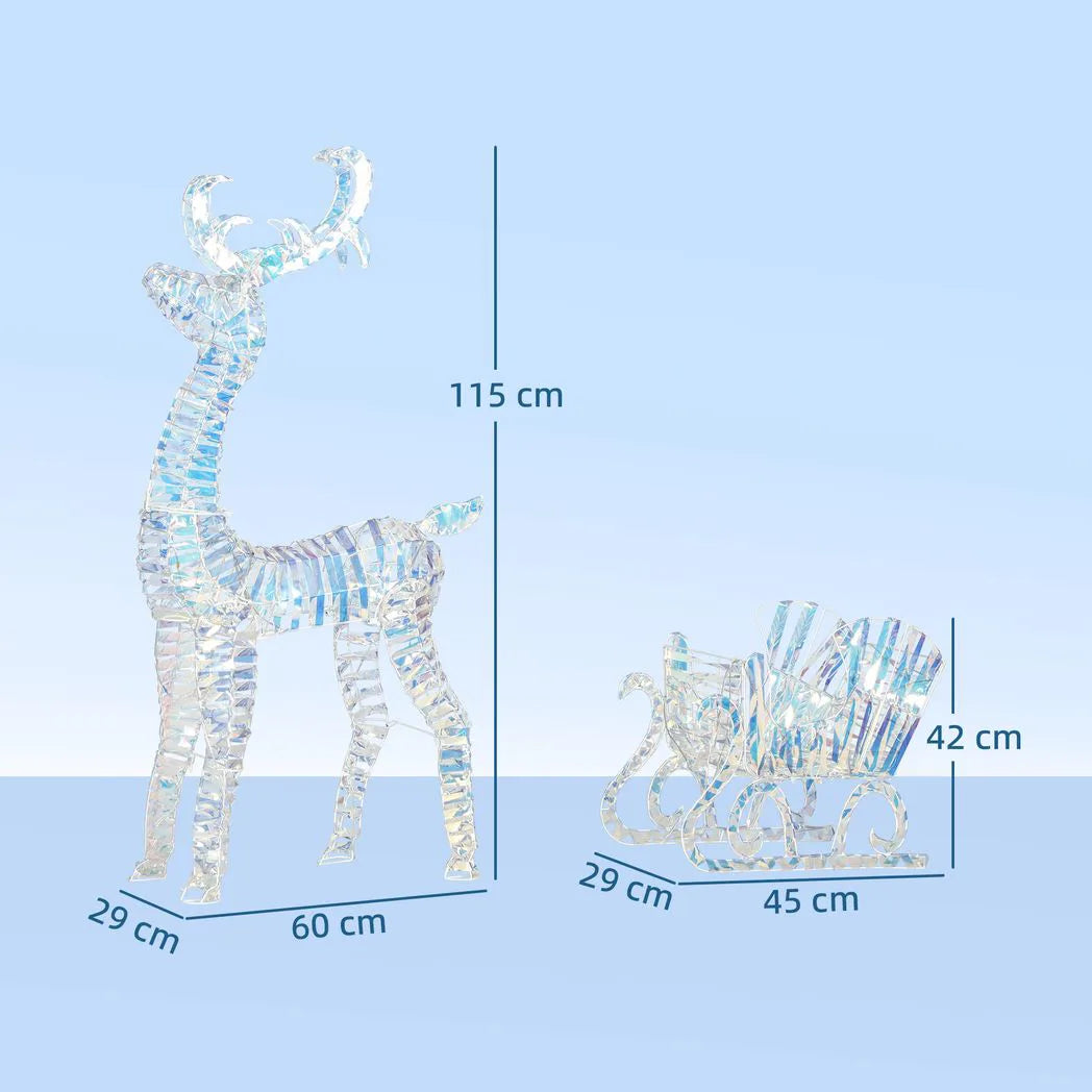 Outsunny Lighted Reindeer & Sleigh, 170 LEDs