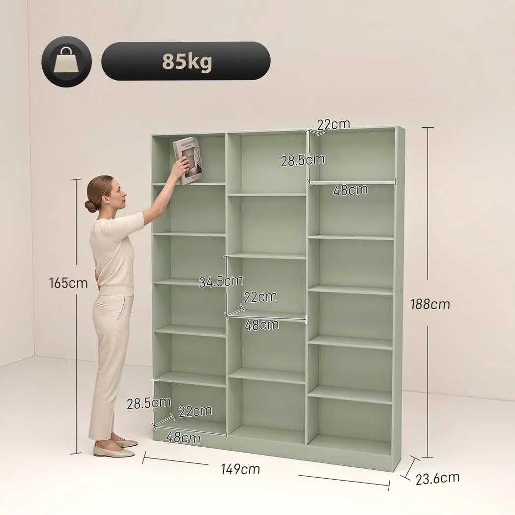 HOMCOM 17-Cube Bookcase with Adjustable Shelves and Anti-Tipping Hardware – Tall Open Storage Bookshelf