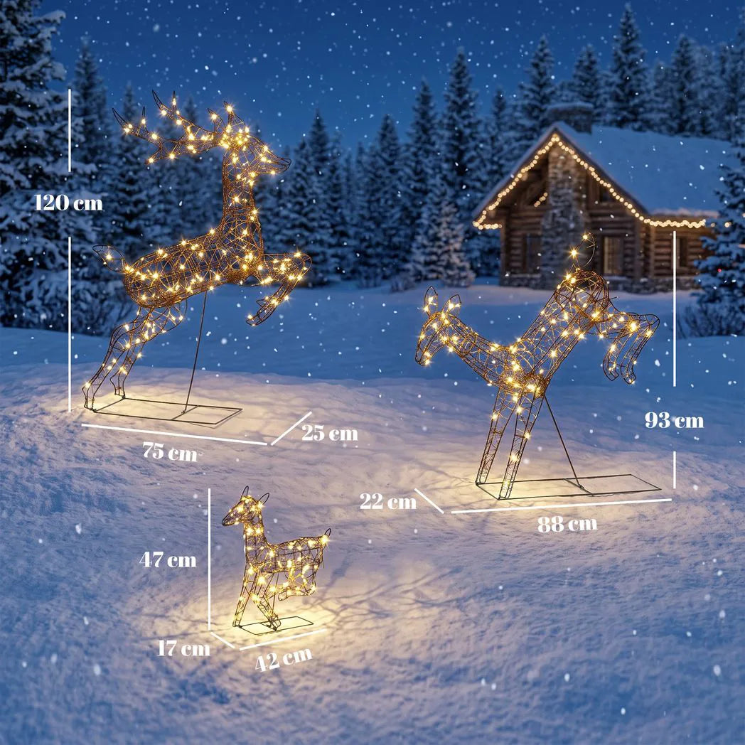 Outsunny Light-Up Deer Family – Set of 3