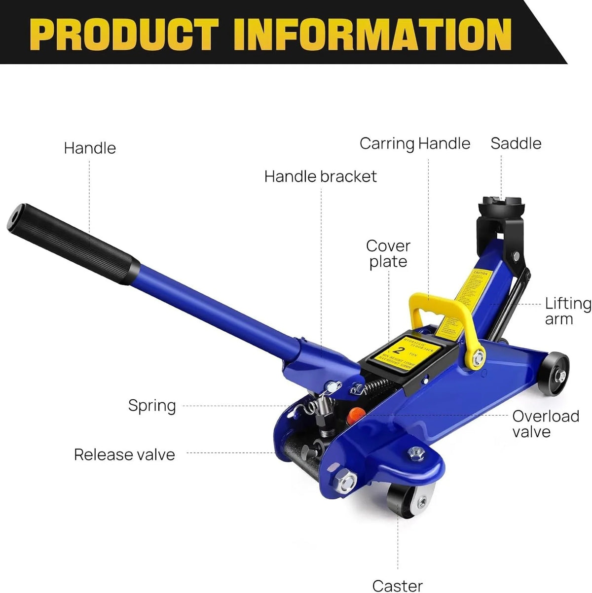 Trolley Jack 2 Ton Low Profile Hydraulic Floor Jack – Garage Car and Van Lifting, Blue