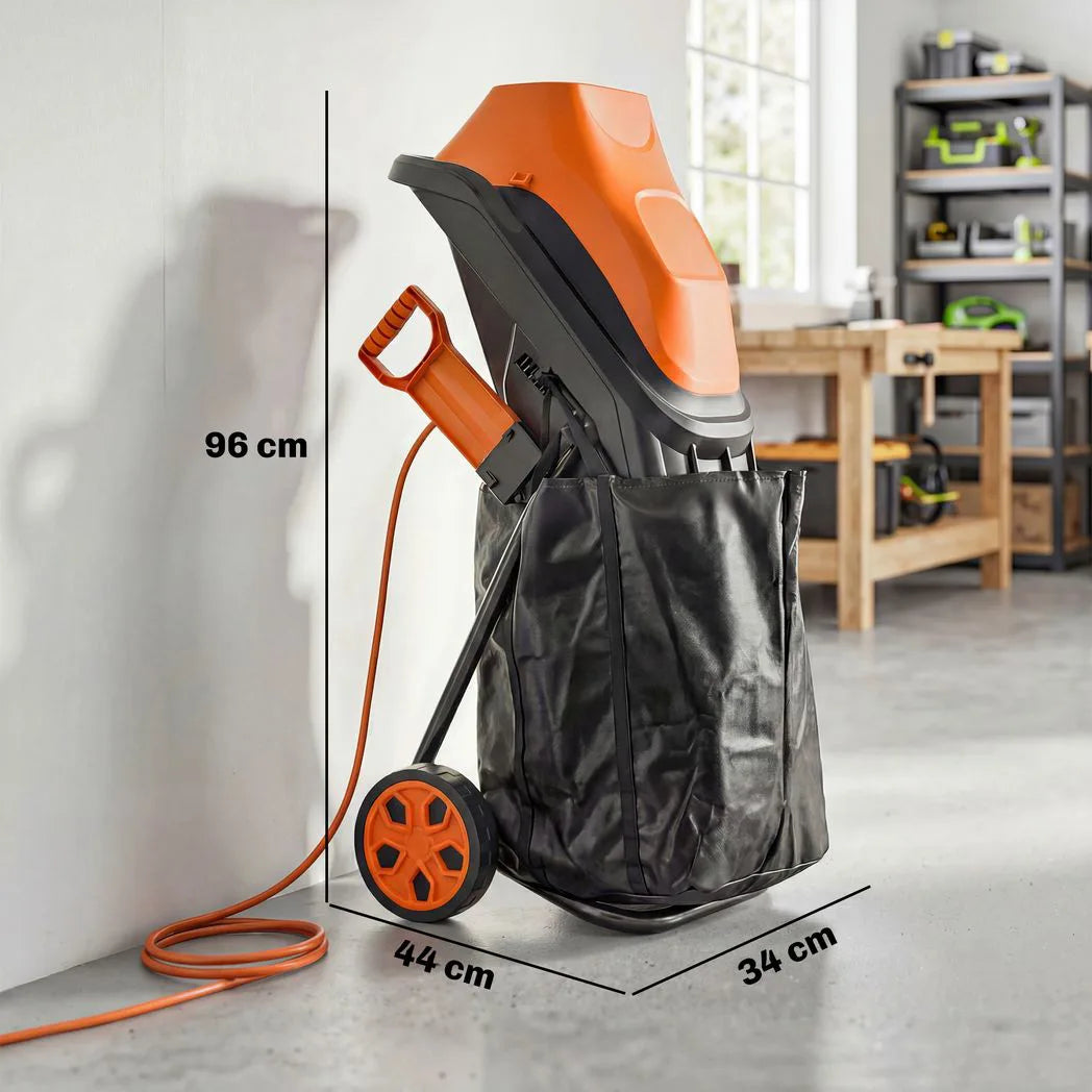 Outsunny 2500 W Electric Wood Chipper with 45L Collection Bag, 4300 RPM, 44 mm Cutting Diameter – Garden Shredder
