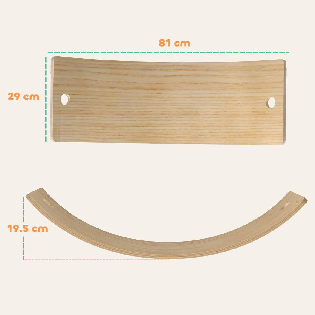 AIYAPLAY Kids Wooden Balance Board with Pull Rope and Silent Felt Base – Toddler Wobble Board for Ages 3-6
