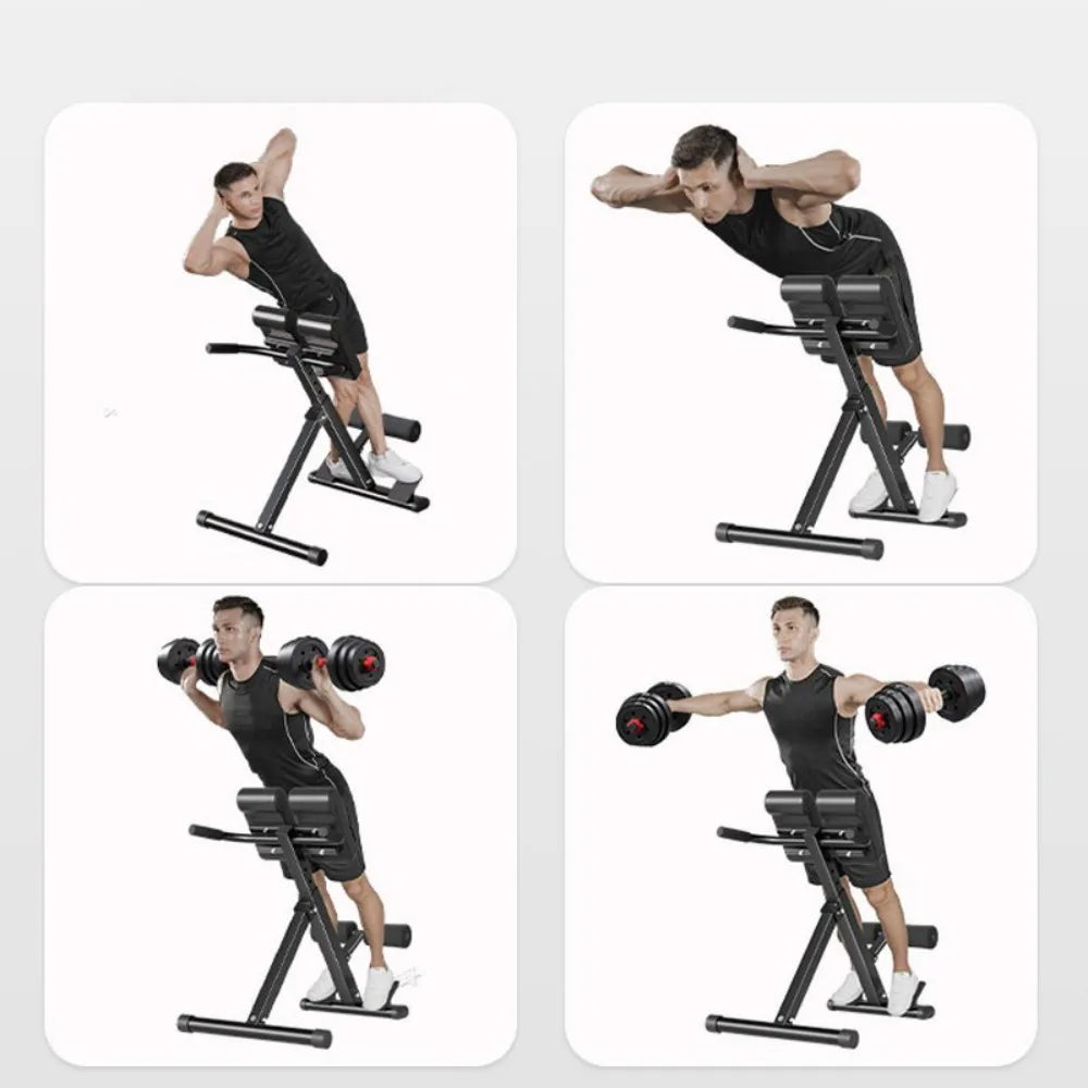 Foldable Roman Chair Hyperextension Bench with 5-Level Height Adjustment – Back & Core Workout Bench, 150kg, Black
