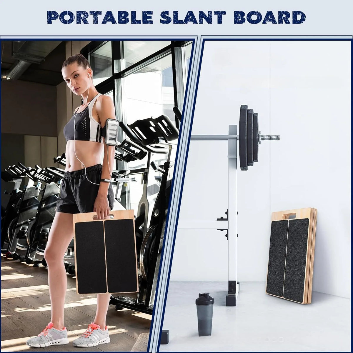 Wooden Calf Incline Board with Adjustable Angle – Foldable Slant Board Calf Stretcher for Yoga & Leg Stretching