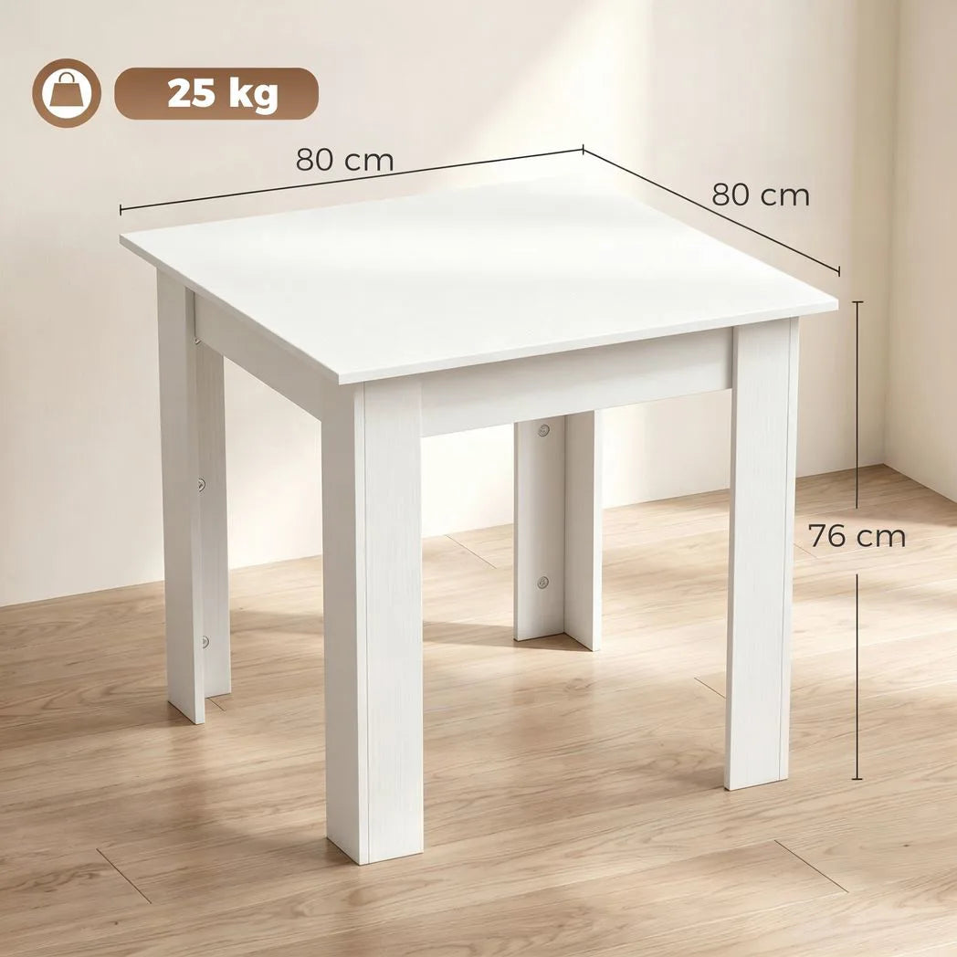 HOMCOM Square Dining Table for 2 with Wood-Effect Top and Non-Slip Foot Pads – Space-Saving, White