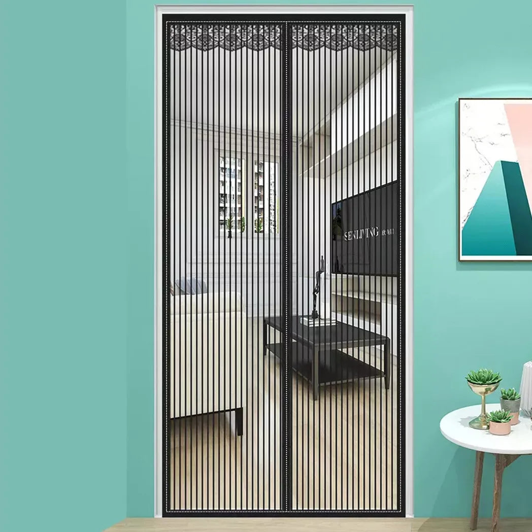Magnetic Mesh Door Curtain – Insect Screen, Black