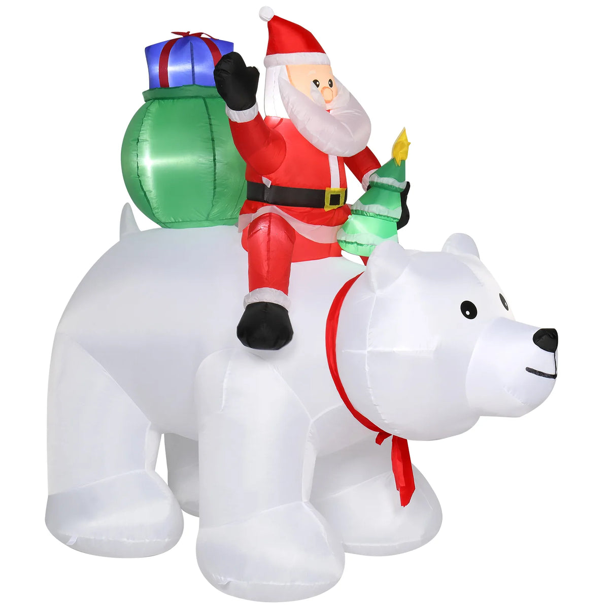 Garden Santa Claus Riding Polar Bear Decoration with 7 LED Lights, 6ft – Outdoor Christmas Display
