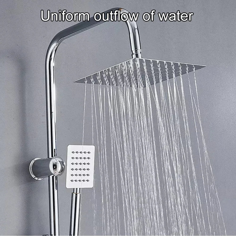 Modern Twin Head Shower Kit with Square Fixed Head, Riser Rail and Bath Mixer Tap – Chrome Complete Shower Unit
