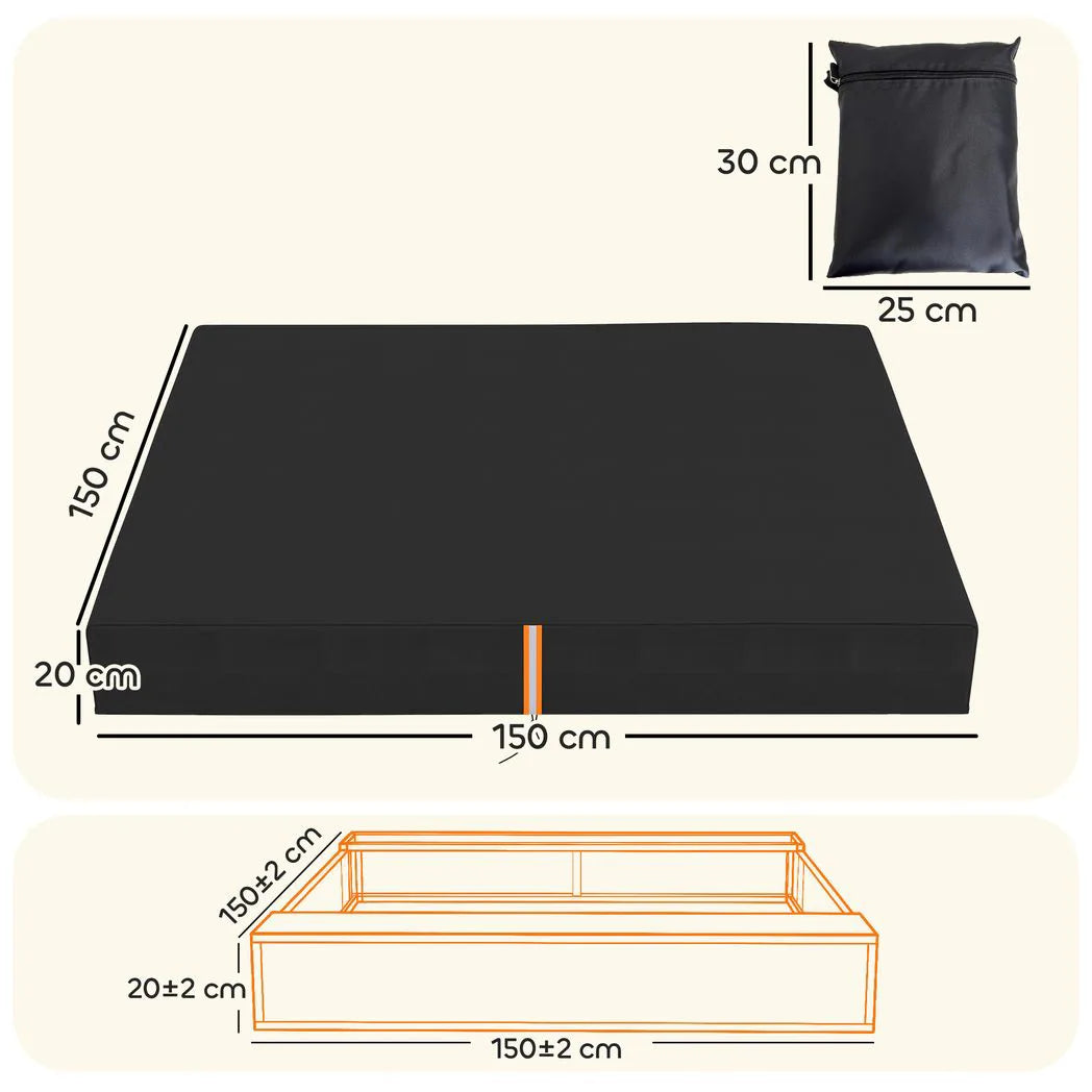 AIYAPLAY Waterproof Sandbox Cover with Drawstring and Elastic Band – UV Protection, Fits 148-152 cm Sandpits