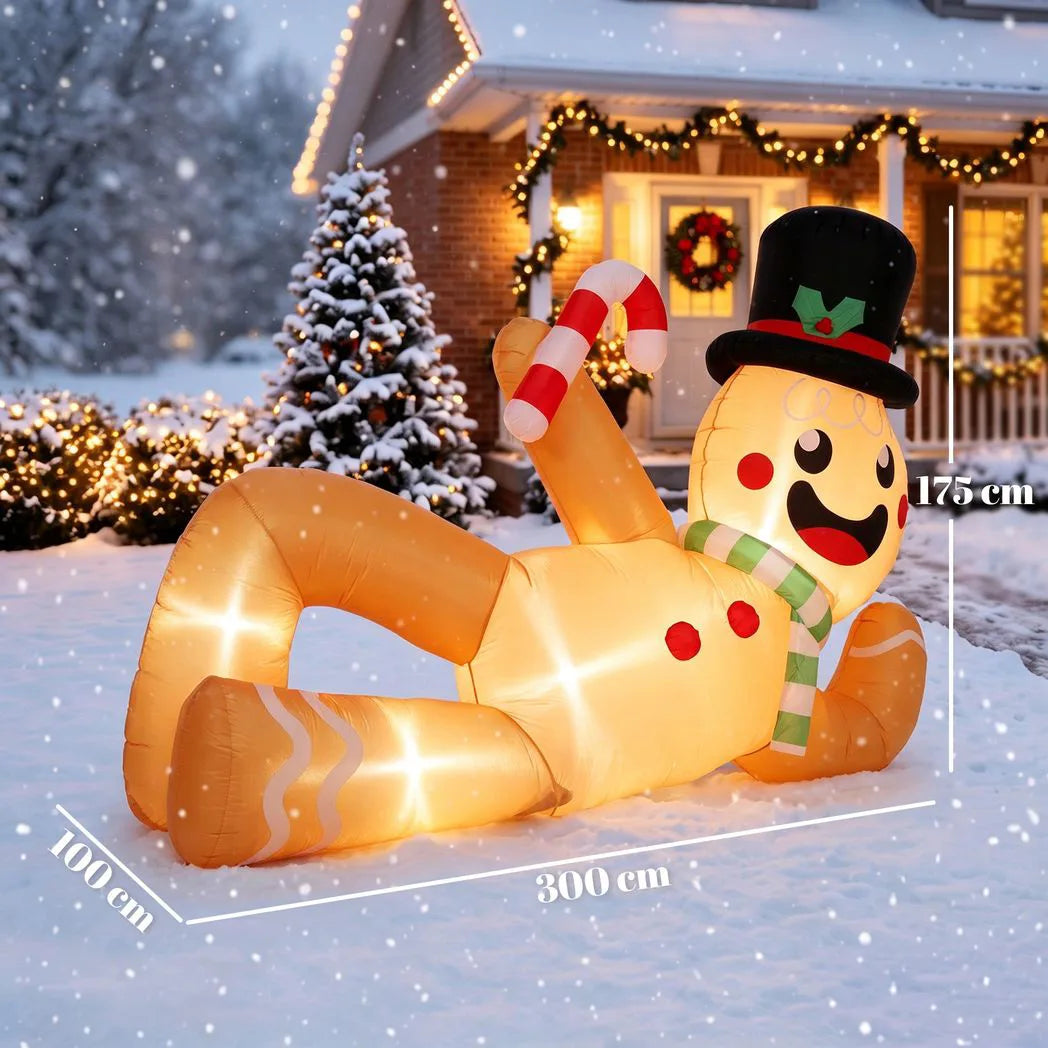 Outsunny 9.8ft Giant Christmas Inflatable Gingerbread Man Side-Lying