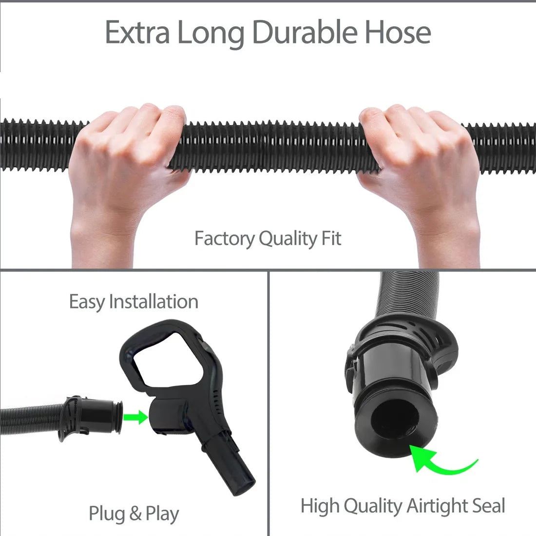 Replacement Hose for Shark NV602UK, NV612UK & NV702UK Vacuum Cleaners – Black Corrugated Hose with Snap-Fit Ends