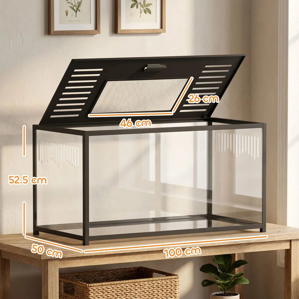 PawHut Large Hamster Cage with Openable Top, Chewproof Metal and Acrylic – For Hamsters and Gerbils, 100 x 50 cm