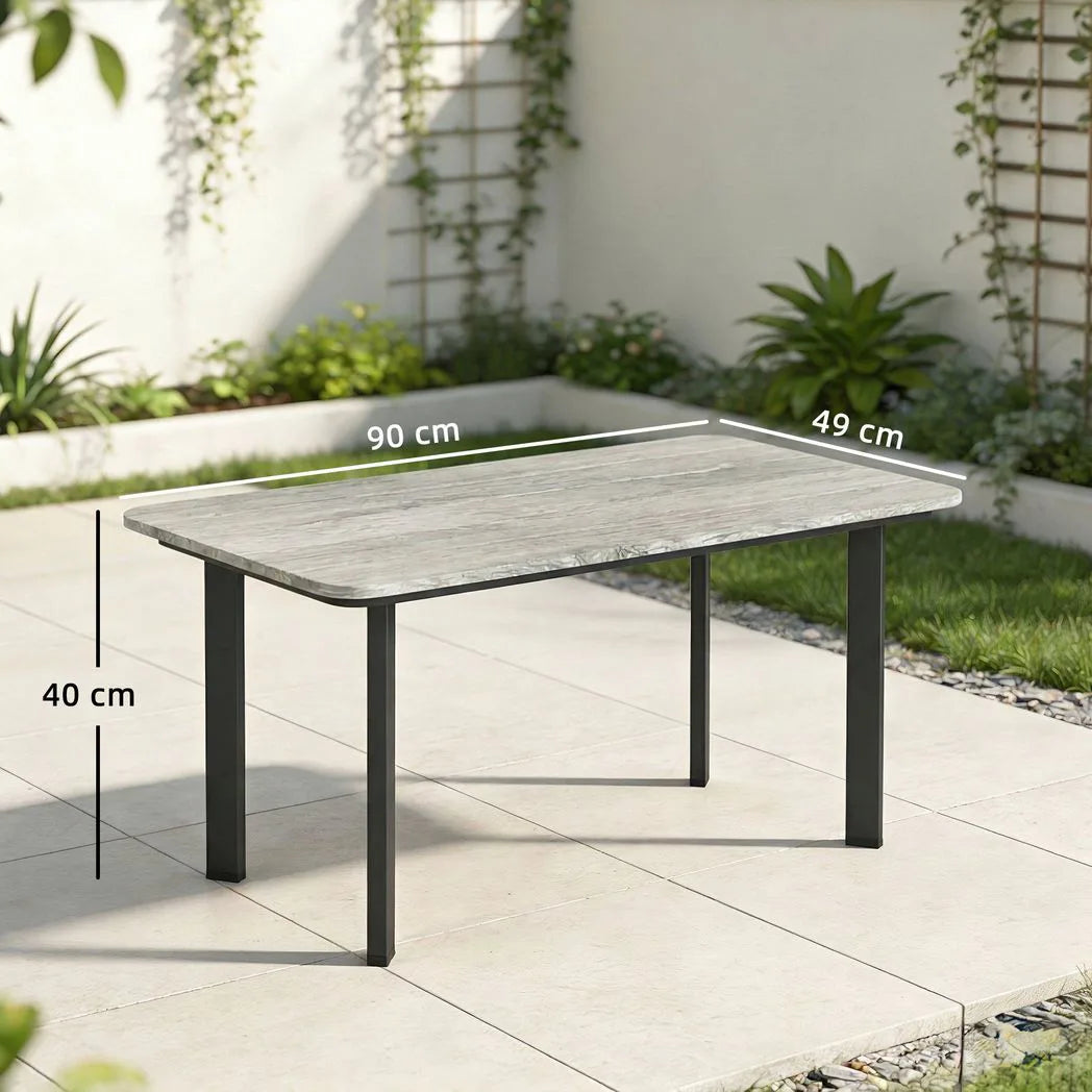 Outsunny Garden Coffee Table with Slatted Wood Plastic Composite Top & Metal Frame – Patio Table, Grey