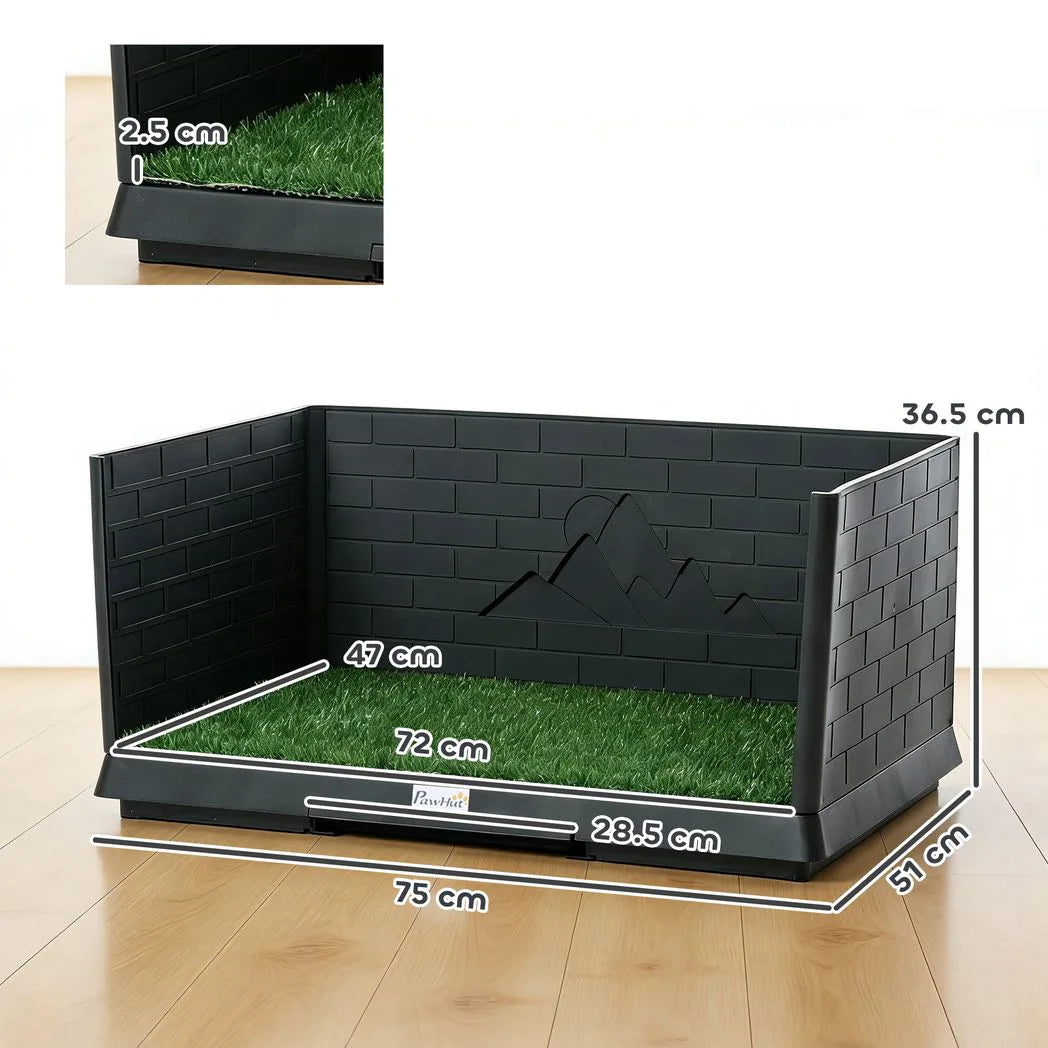 PawHut Dog Toilet Tray with High Walls, Grass Turf & Slide-Out Tray – Indoor Outdoor Potty Training