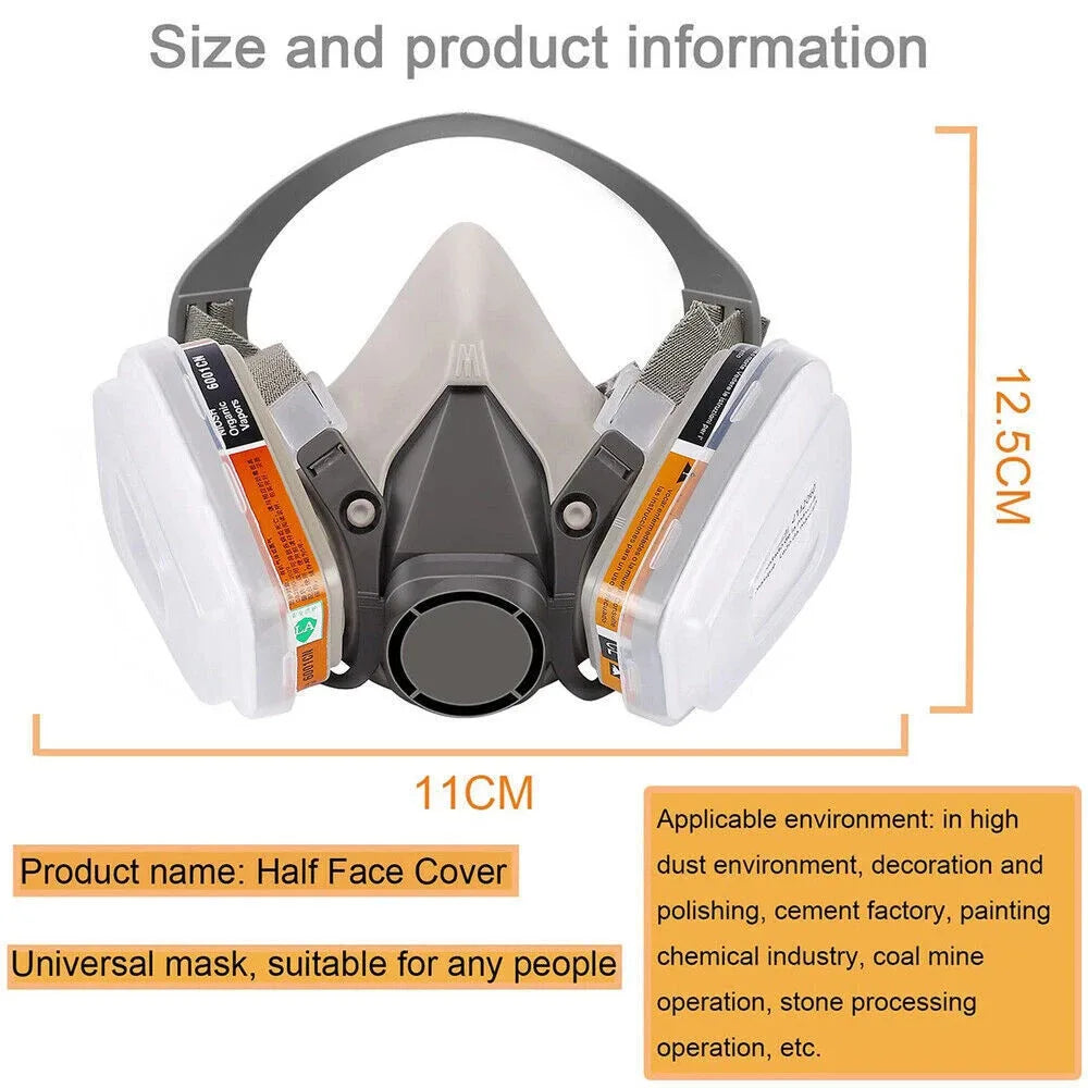 17-Piece 6200 Half Mask Respirator Set with Dual Filters – Reusable Silicone Mask for Painting and Sanding