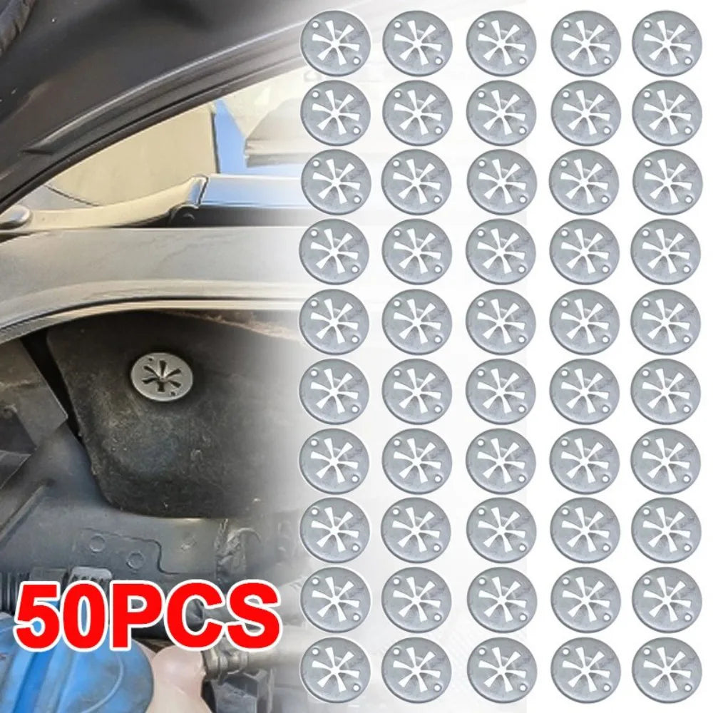 50-Pack Undertray Exhaust Heat Shield Spring Washer Clips, Metal Fixing Nuts – 30.1 x 2.8mm, Fits VW