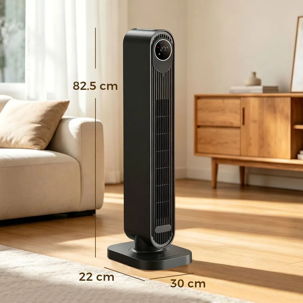 HOMCOM 2000W Ceramic Electric Heater with Fan, Timer, Oscillation and Remote – Fast Room Warming, Black