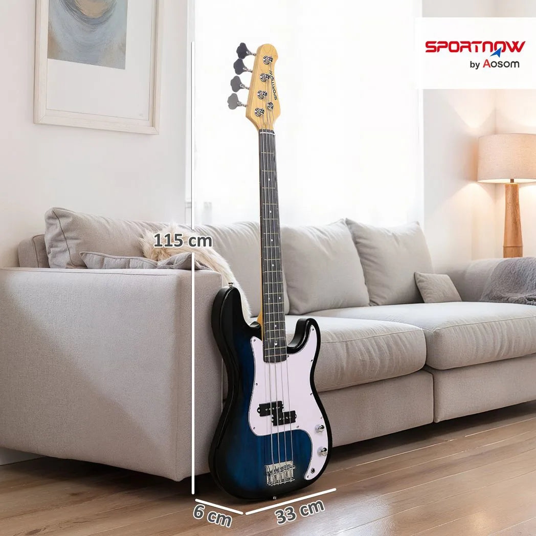 SPORTNOW 4 String Full Size Electric Bass Guitar Kit with 15W Amplifier, Carry Bag and Accessories – Beginner Bass