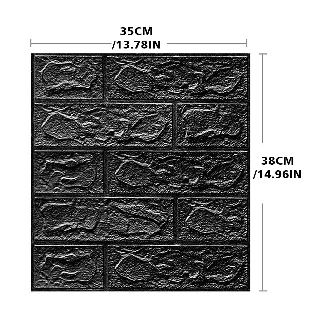 3D Brick Effect Self-Adhesive Foam Wall Stickers, 30/60 Piece Set – Waterproof XPE Wall Panels, Black